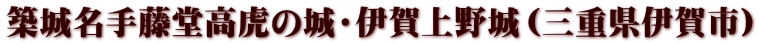 築城名手藤堂高虎の城・伊賀上野城（三重県伊賀市）